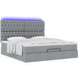 vidaXL Otomanski posteljni okvir z vzmetnico siv 160x200 cm blago | Shoptok.si