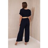 Kesi Włoski Overalls with a decorative belt at the waist navy | shoptok.hr
