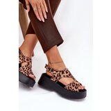 Boto Women's Sandals With Leopard Print On Platform Eco Suede Brown Karonia | shoptok.hr