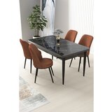 Hanah home Nil - Black Marble, Tile Red Black MarbleTile Red Dining Table & Chairs Set (5 Pieces) | ePonuda.com