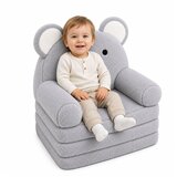  Koala 2-in-1 Reclining Sofa Armchair for Children Soft Plush Gray | shoptok.hr