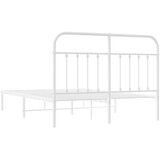 vidaXL Kovinski posteljni okvir z vzglavjem bel 135x190 cm | Shoptok.si