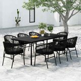  9-dijelni vrtni blagovaonski set crni Crna Dužina stola 200 cm | shoptok.hr