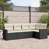 Maison Chic Seti vrtnega pohištva - Vrtna garnitura - Vrtni pohištvo set 5-delna z blazinami črn poli ratan, (21817165) | Shoptok.si
