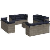  Vrtna garnitura - 13-dijelni set vrtnih sofa od poliratana s jastucima sivi - siva i modra Sa stolom 1 | shoptok.hr
