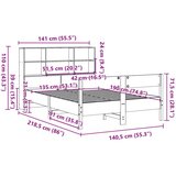  Krevet s regalom za knjige bez madraca 135 x 190 cm od borovine | shoptok.hr