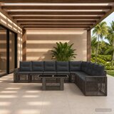  Sjedeća garnitura za vrt 10 kom. Siva i tamno siva poliratan 100 x 55 x 73 cm | Shoptok.si