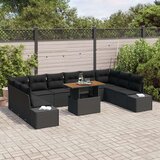 vidaXL 11-delni vrtni kavč s blazinami Črna Poli Ratan | Shoptok.si