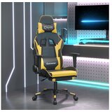  Igraća stolica od umjetne kože s osloncem za noge Crna i zlatna | shoptok.hr