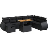 Maison Chic Seti vrtnega pohištva - Vrtna garnitura - Vrtni pohištvo set z blazinami 9-delna črn ratan/akacija, (21796210) | Shoptok.si