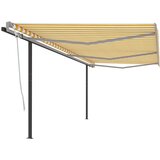 vidaXL Avtomatsko zložljiva tenda s stebrički 6x3,5 m rumena in bela Cene