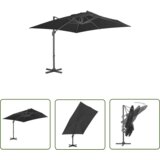  The Living Store Previsni senčnik z aluminijastim drogom 3x3 m črn - Previsni Senčnik, (21742602) Cene