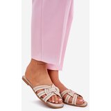 Boto Women's Flat Sandals With Intertwining Straps Beige Acimine | ePonuda.com