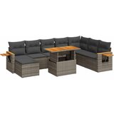 vidaXL Vrtna sedežna garnitura z blazinami 9-delna siv ratan/akacija, (21781989) | Shoptok.si