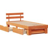  Krevetna konstrukcija s ladicama s uzglavljem s pohranom Voštano smeđa 90 x 190 cm | shoptok.hr