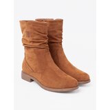 Shelvt Caramel ankle boots with crinkled upper | Shoptok.si