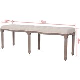 vidaXL Klop iz platna in trdnega lesa 150x40x48 cm kremno bela | Shoptok.si