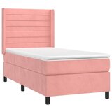 vidaXL Box spring postelja z vzmetnico roza 90x200 cm žamet Cene