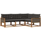 vidaXL Zunanja garnitura za sedenje z blazino 4 pcs Naravna in črna, (5000272837) | Shoptok.si