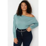 Trendyol Curve Plus Size Blouse - Green - Relaxed fit Cene