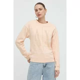 Armani Exchange Bombažen pulover ženska, bela barva