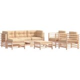 Maison Chic Seti vrtnega pohištva - Vrtna garnitura - Vrtni pohištvo set 7-delna z blazinami bela trdna borovina, (21804825) | Shoptok.si
