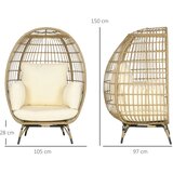  Pletena stolica u izgledu ratana mekani jastuci za sjedenje aluminijski okvir kaki + bež 105 x 90 x 148 cm | shoptok.hr