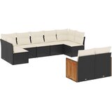  9-dijelni set vrtnih sofa s jastucima crni od poliratana | shoptok.hr
