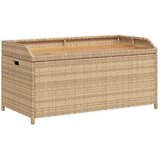  Klupa za pohranu bež 100x50x52 cm poliratan i bagremovo drvo | shoptok.hr