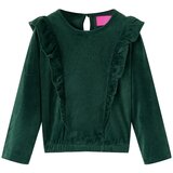 vidaXL Otroška bluza z naborki temno zelena 128 Cene