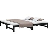  Dnevni ležaj na izvlačenje crni 2x(100x200) cm masivna borovina | shoptok.hr