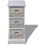 vidaXL 240796 Wooden Storage Rack 3 Weaving Baskets White | shoptok.hr