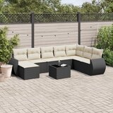 Maison Chic Seti vrtnega pohištva - Vrtna garnitura - Vrtni pohištvo set 9-delna z blazinami črn poli ratan, (21805007) | Shoptok.si