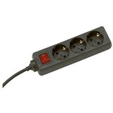  Kabel s utičnicama (3-struko, Crne boje, Dužina kabela: 1,4 m, S prekidačem) | shoptok.hr