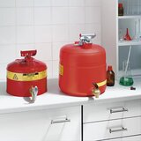Justrite Varnostna posoda za praznjenje s točilno pipo, jeklena pločevina, prostornina 9,5 l, rdeče lakirana | Shoptok.si