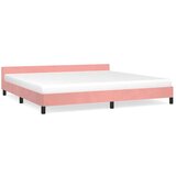 vidaXL Posteljni okvir z vzglavjem roza 200x200 cm žamet | Shoptok.si
