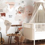  Foto tapeta - Map in Shades of Beige - Continents With Animals 150x105 Vodootporna | shoptok.hr