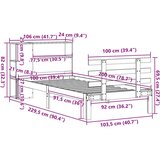 vidaXL Krevet s regalom z knjige bez madraca bijeli 100x200cm borovina | shoptok.hr