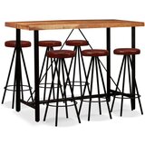 In 7-dijelni barski set od masivnog bagremovog drva i prave kože Cijene