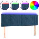 Maison Chic led posteljno vzglavje - vzglavna omarica - nočna omarica temno modro 144x5x78/88 cm žamet, (21710698) | Shoptok.si