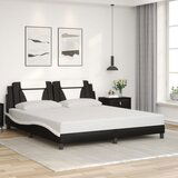 Maison Chic Posteljni okvir - Dvoposteljna postelja - Zakonska postelja z vzglavjem črn in bel 180x200 cm umetno usnje-J5902, (21761150) | Shoptok.si