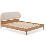 Kave Home Bež/u prirodnoj boji bračni krevet od čvrste jeseni s podnicom 160x200 cm Octavia – | shoptok.hr