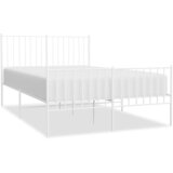 The Living Store Kovinski posteljni okvir z vzglavjem in vznožjem bel 120x200 cm - Posteljni Okvir, (21525441) | Shoptok.si