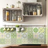 Ambiance Komplet 9 stenskih nalepk Azulejos Shade of Green, 10 x 10 cm Cene