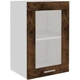 vidaXL Steklena viseča omarica dimljeni hrast 40x31x60 cm inežnir. les | Shoptok.si
