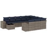 vidaXL 11-dijelni vrtni set s jastucima sivi poliratan - Siva i plava 1 | shoptok.hr