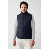 Avva Men's Navy Blue Puffer Vest Goose Feather Water Repellent Windproof Comfort Fit Relaxed Fit