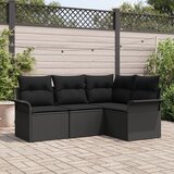 vidaXL 4-dijelni set vrtnih kauča s jastučićima Crni Poly Rattan Cijene