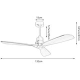  ZEVENTI - Plafonski ventilator LIONI Wi-Fi Tuya hrom/hrast + daljinski upravljač | Eponuda.com