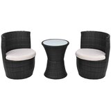  3-dijelni bistro set od poliratana s jastucima crni | Eponuda.com